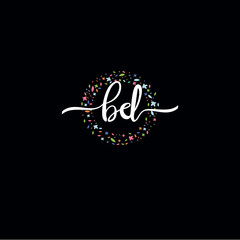 BD initials handwritten logo with flower templates surround the letters. initial wedding template vector