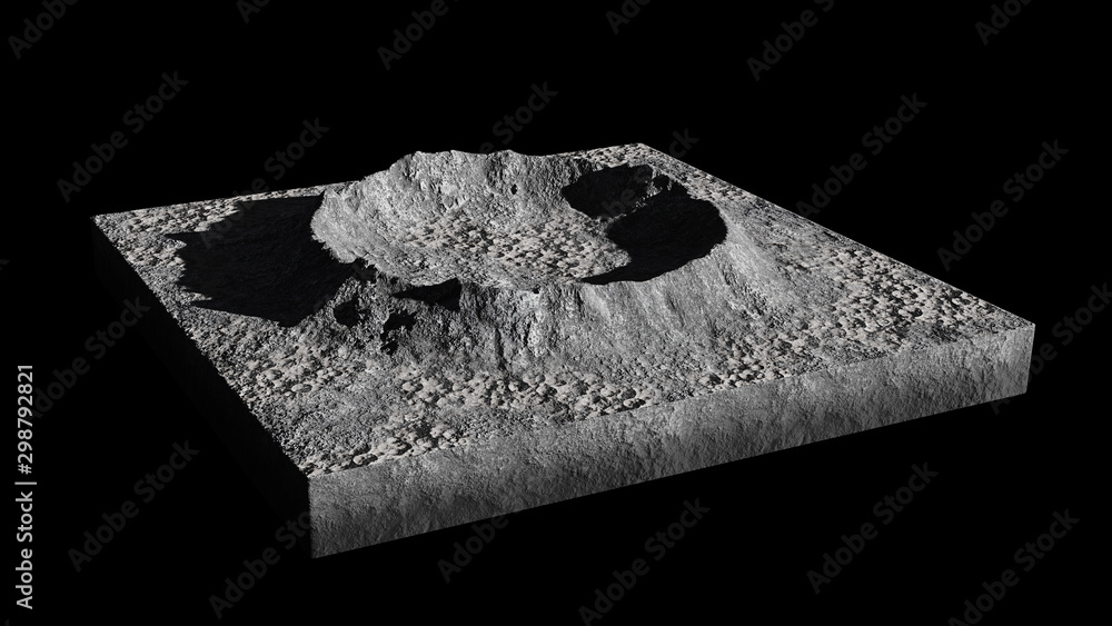 Canvas Prints cross section of crater on the surface of the moon, isolated on black background