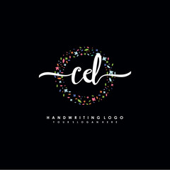 CD initials handwritten logo with flower templates surround the letters. initial wedding template vector