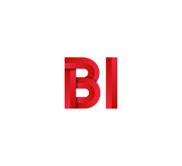 Initial two letter red 3D logo vector BI