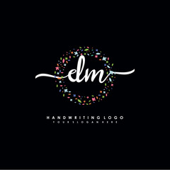 DM initials handwritten logo with flower templates surround the letters. initial wedding template vector