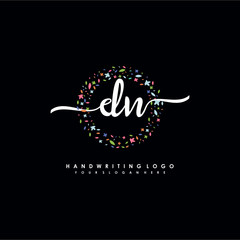 DN initials handwritten logo with flower templates surround the letters. initial wedding template vector