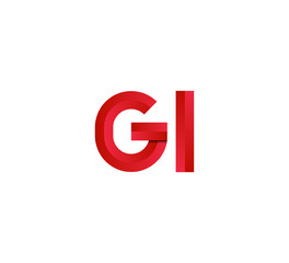 Initial two letter red 3D logo vector GI