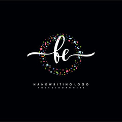FH initials handwritten logo with flower templates surround the letters. initial wedding template vector