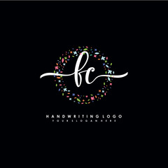 FC initials handwritten logo with flower templates surround the letters. initial wedding template vector