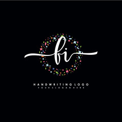 FI initials handwritten logo with flower templates surround the letters. initial wedding template vector