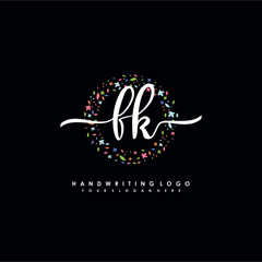FK initials handwritten logo with flower templates surround the letters. initial wedding template vector
