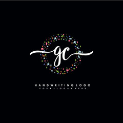 GC initials handwritten logo with flower templates surround the letters. initial wedding template vector