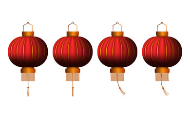 Set of realistic 3D hanging chinese lantern. Graphic element for chinese new year.