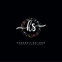 HS initials handwritten logo with flower templates surround the letters. initial wedding template vector