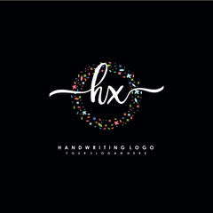 HX initials handwritten logo with flower templates surround the letters. initial wedding template vector