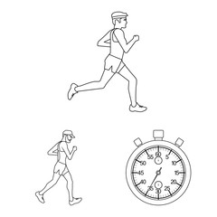 Isolated object of exercise and sprinter icon. Set of exercise and marathon vector icon for stock.