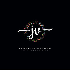 JV initials handwritten logo with flower templates surround the letters. initial wedding template vector