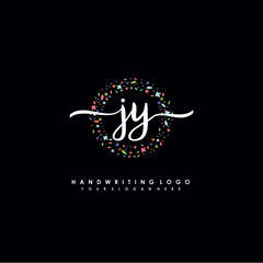JY initials handwritten logo with flower templates surround the letters. initial wedding template vector