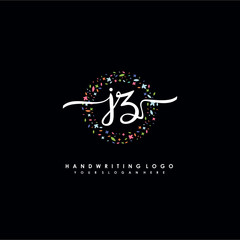 JZ initials handwritten logo with flower templates surround the letters. initial wedding template vector