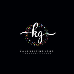 KG initials handwritten logo with flower templates surround the letters. initial wedding template vector