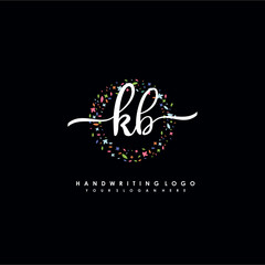 KB initials handwritten logo with flower templates surround the letters. initial wedding template vector