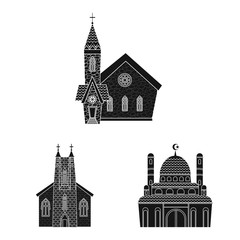 Obraz premium Isolated object of house and parish icon. Set of house and building vector icon for stock.