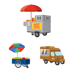 Vector design of booth and kiosk logo. Set of booth and small vector icon for stock.