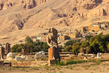 Colossi of Memnon, two massive stone statues of pharaoh Amenhotep III in Luxor, Egypt