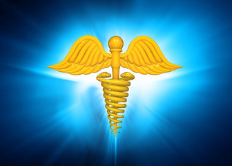 3d caduceus symbol on abstract medical background. 3d illustration