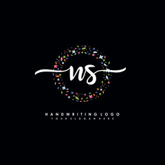 NS initials handwritten logo with flower templates surround the letters. initial wedding template vector
