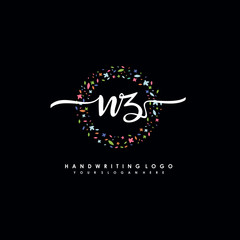 NZ initials handwritten logo with flower templates surround the letters. initial wedding template vector