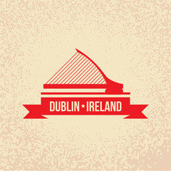Obraz premium Dublin Ireland, detailed silhouette. Trendy vector illustration, flat style. Stylish colorful landmarks. The concept for a web banner. Business icon