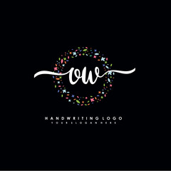 OW initials handwritten logo with flower templates surround the letters. initial wedding template vector
