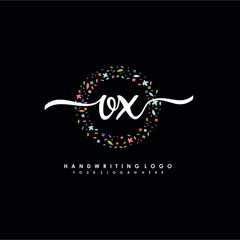 OX initials handwritten logo with flower templates surround the letters. initial wedding template vector