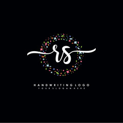 RS initials handwritten logo with flower templates surround the letters. initial wedding template vector