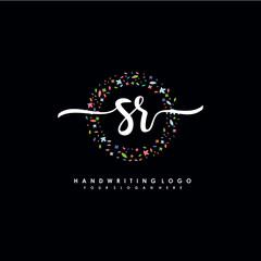 SR initials handwritten logo with flower templates surround the letters. initial wedding template vector