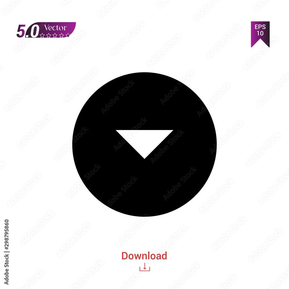 Poster outline black drop-down-round-button icon vector isolated on white background. graphic design, mater