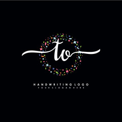 TO initials handwritten logo with flower templates surround the letters. initial wedding template vector