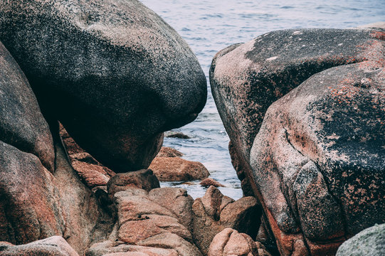 Big rocks in the coasline