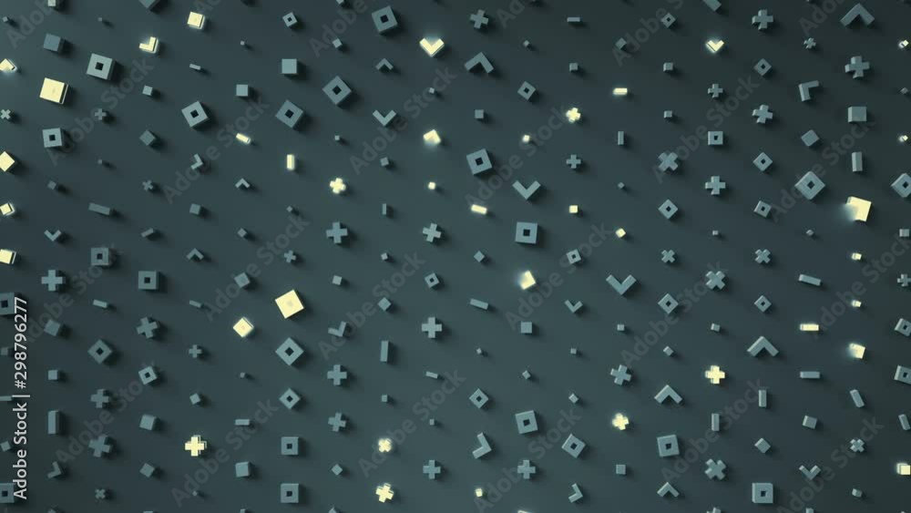 Poster glowing geometric shapes. modern technology or science fiction concept. 3d render seamless loop abst