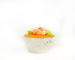 Beautiful cupcakes on white background,