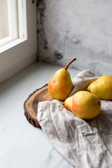 Pears Still life on marble background