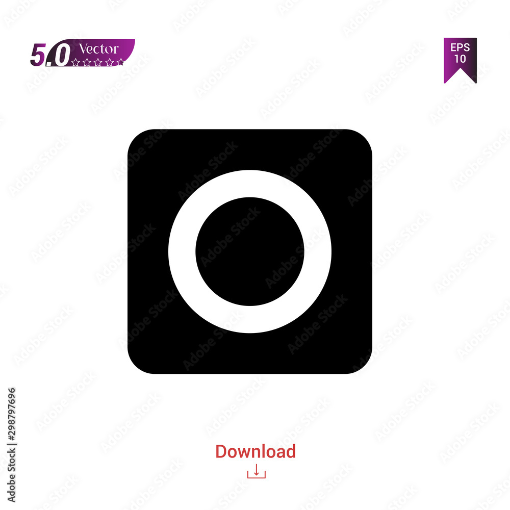 Poster outline black button-on icon vector isolated on white background. graphic design, material-design ic