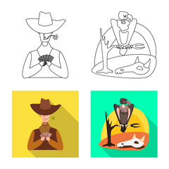 Vector illustration of texas and history symbol. Set of texas and culture stock symbol for web.