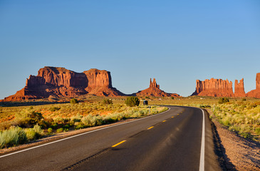 Fototapeta na wymiar Empty scenic highway in Monument Valley, Arizona, USA