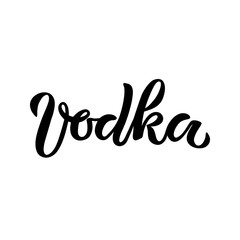 Fototapeta na wymiar Calligraphy lettering Vodka. Hand-drawn and digitized. Vector inscription. Isolated on white background. Restaurant cafe menu title, for bar poster sticker label.