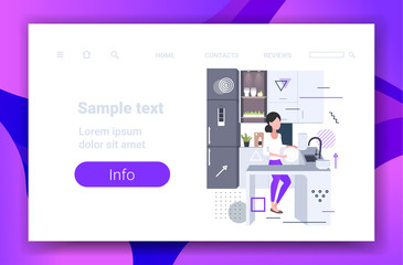 woman washing dishes housewife doing housework dishwashing cleaning concept modern kitchen interior full length sketch horizontal copy space vector illustration