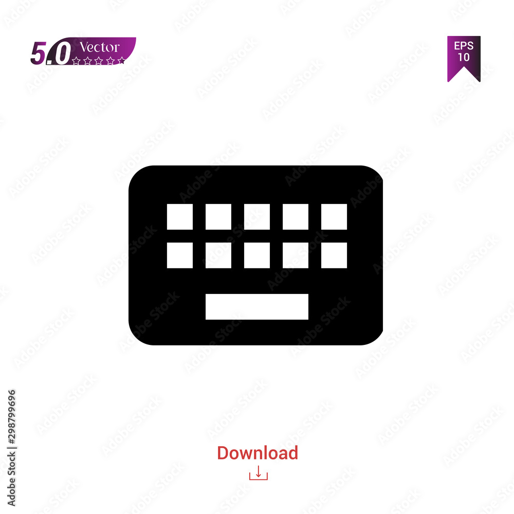 Poster black-keyboard-with-white-keys icon vector isolated on white background. graphic design, material-de