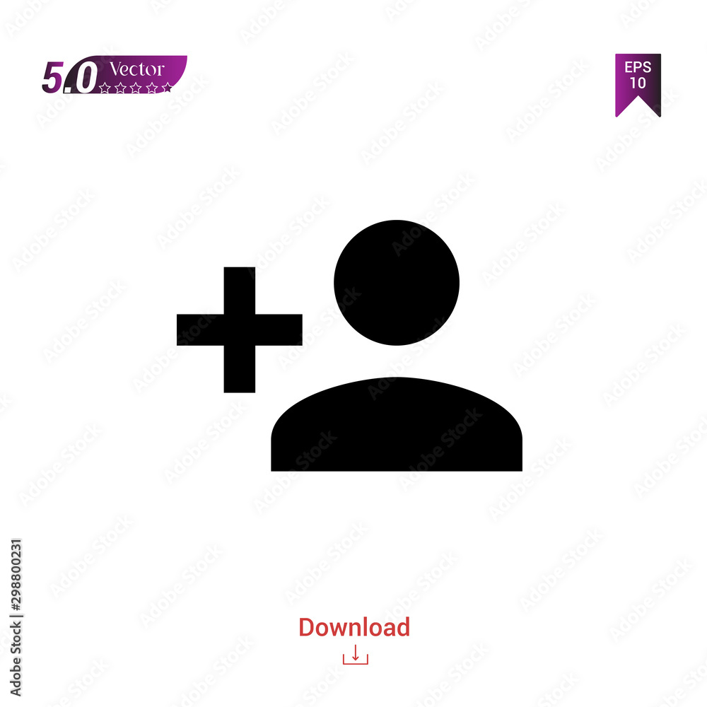 Poster outline black add-user-button icon vector isolated on white background. graphic design, material-des