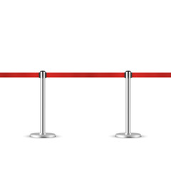 Obraz premium Retractable belt stanchion seamless illustration. Portable ribbon barrier.