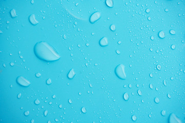 Water drops on blue background.
