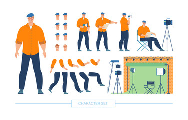 Movie Director Character Constructor Vector Set