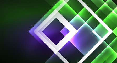 Neon geometric abstract background in hipster style on light background. Space retro design. Color geometric pattern. Square shape abstract background.