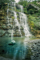 Waterfall on the Alferello creek, Alfero, Forlì-Cesena, Emilia Romagna, Italy.